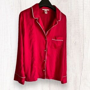 Victoria’s Secret Modal Long Pajama Set Top | Red w/ White Buttons | Sz: S